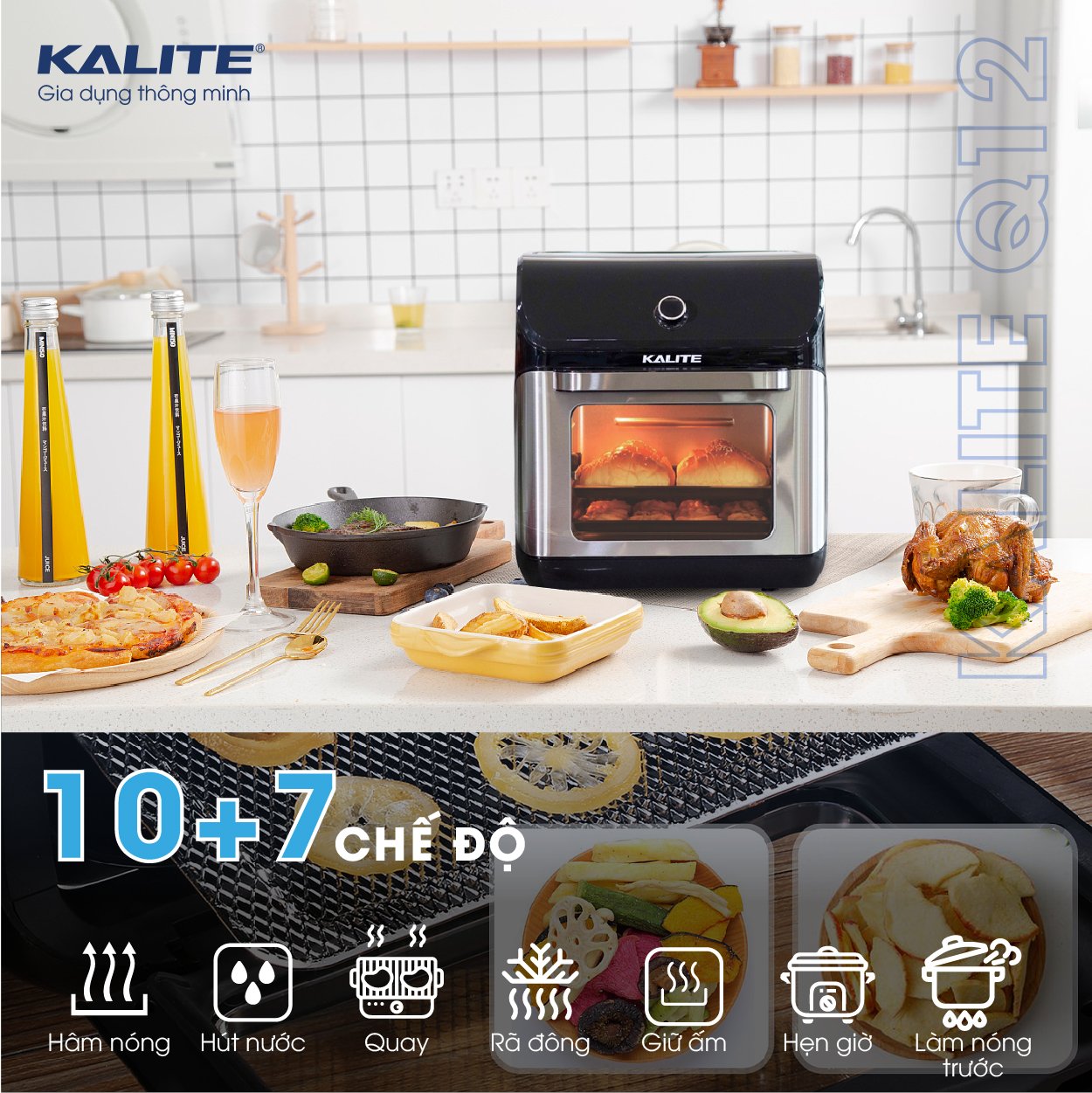 Nồi Chiên Không Dầu KALITE KL-1200 1800W - Hàng Chính Hãng