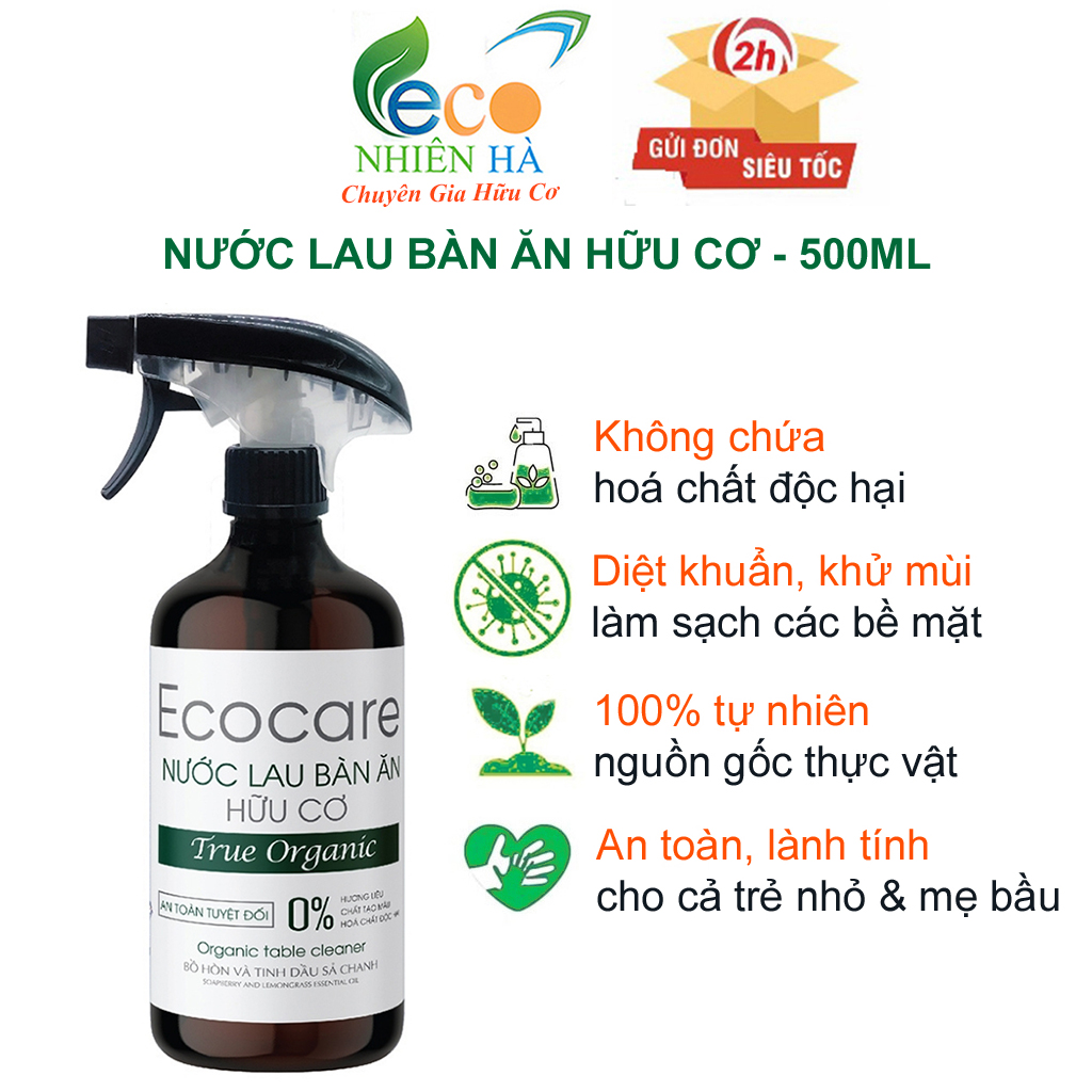 Nước lau kính ECOCARE 500ml tinh dầu thiên nhiên, lau bàn ăn, lau bếp, đuổi muỗi, khử mùi