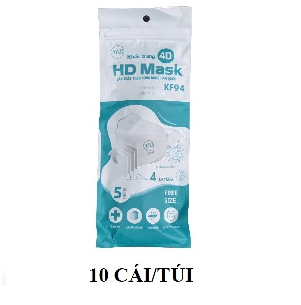 Khẩu trang KF94 Hoàng Dũng người lớn theo tiêu chuẩn Hàn Quốc