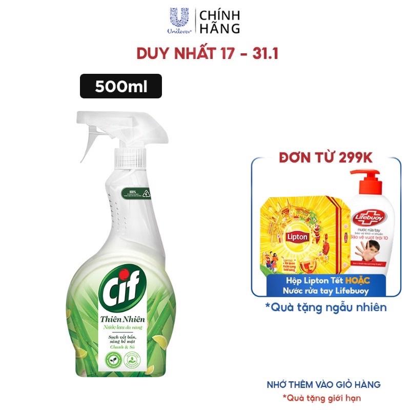 Nước Lau Đa Năng Cif Thiên Nhiên 500ML Chanh &amp; Sả Sạch Vết Bẩn An Toàn