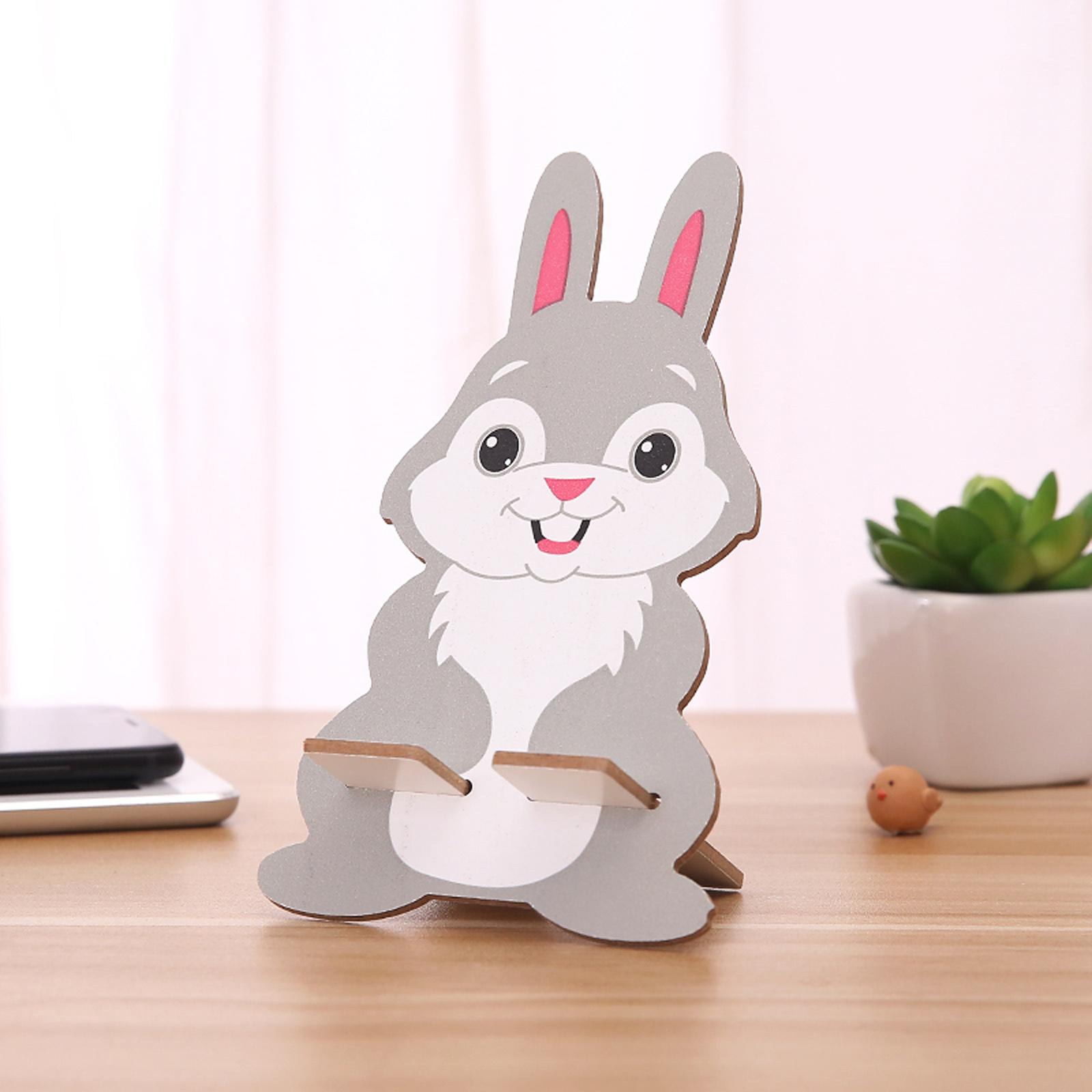 Wooden Mobile Phone Holder Stand Cute Cartoon Bunny Desktop Phone Support Tablet Bracket Cellphone Mount