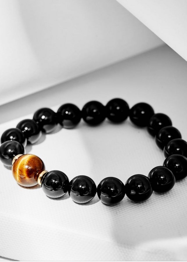 Vòng Tay Manly Opal Đen Opal Mắt Hổ Vàng - Thủy Thổ