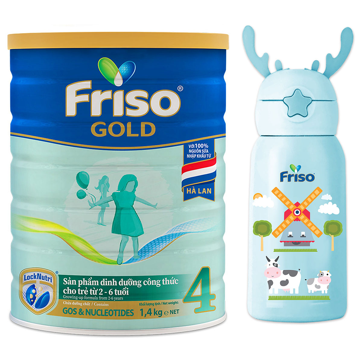 Sữa Friso Gold 4 Lon 1400g - Tặng 1 bình nước