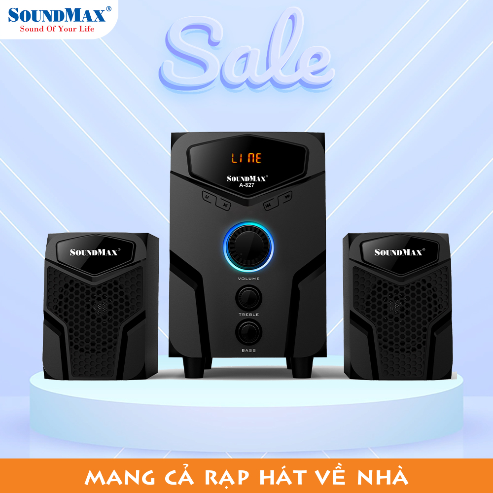 [Hàng Chính Hãng] Loa máy tính hỗ trợ bluetooth có đèn LED nút xoay SoundMax A-827 | A827 - Loa Nghe Nhạc