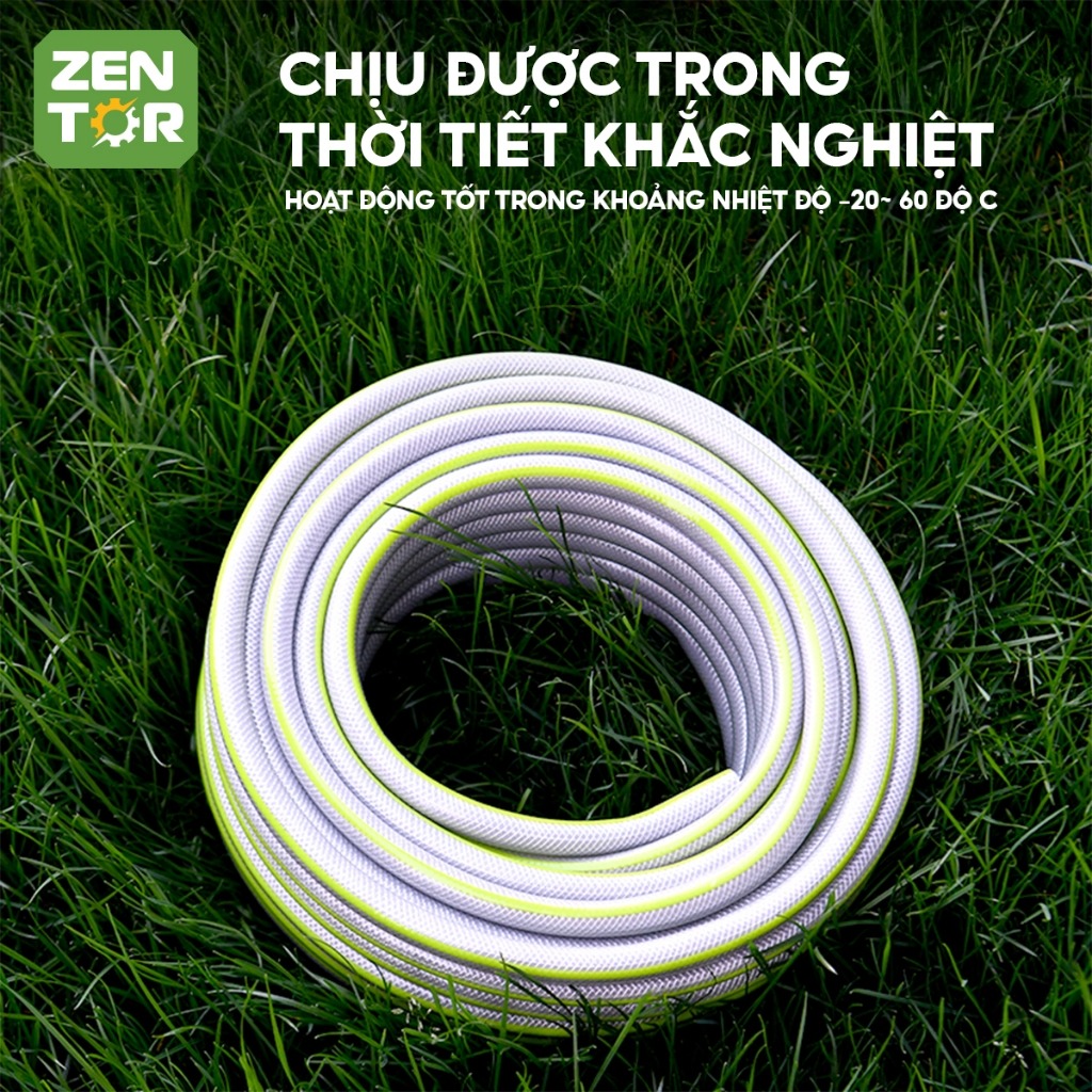 Bộ vòi nước tăng áp Zentor vòi xịt nước 20M chất liệu PVC áp suất cao rửa xe tưới cây làm vườn