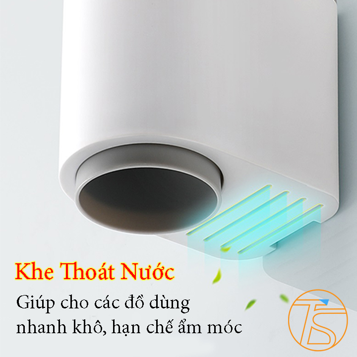Kệ Nhà Tắm Dán Tường Để Bàn Chải Và Kem Đánh Răng E1905 Có Theo 2 Cốc
