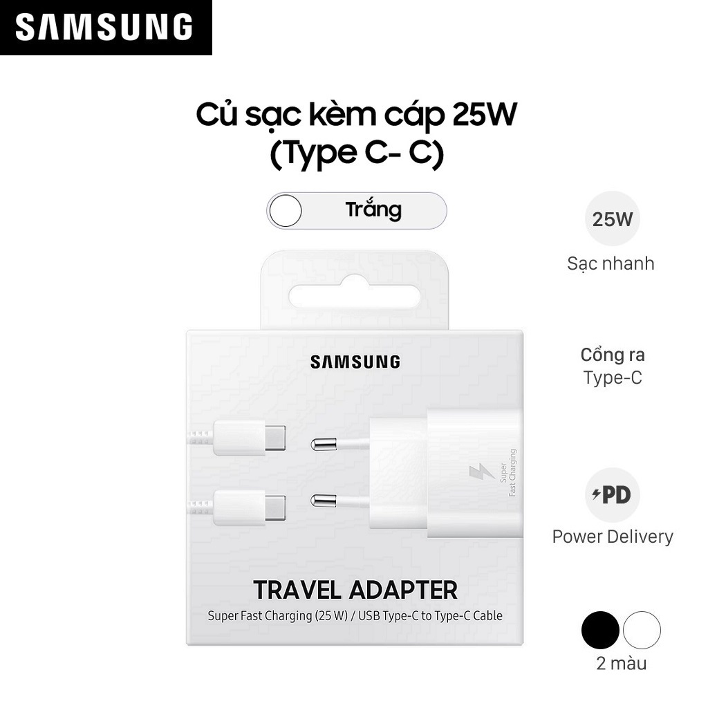 Bộ sạc Samsung 25W (Kèm cáp C-C, 1m) (EP-TA800) - Hàng Chính Hãng