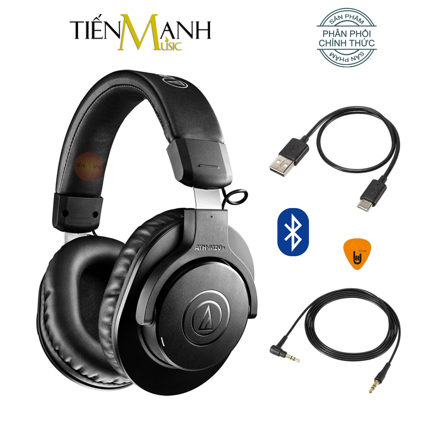 [Bluetooth] Audio Technica ATH-M20xBT Tai Nghe Không Dây Wireless Headphones Professional ATH M20xBT Hàng Chính Hãng - Kèm Móng Gẩy DreamMaker