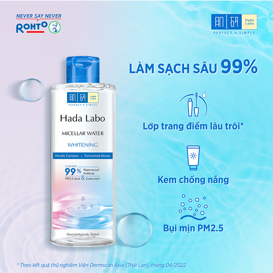 Nước tẩy trang sạch sâu dưỡng trắng Hada Labo Micellar Water Whitening 240ml