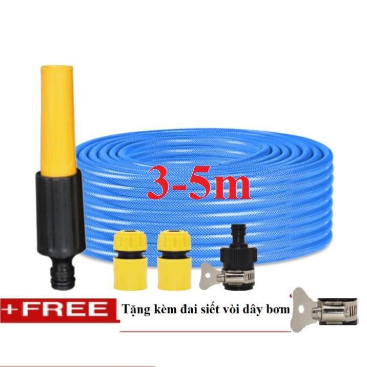 Bộ dây vòi xịt nước rửa xe, tưới cây . tăng áp 3 lần, loại 3m, 5m 206622-5 cút sập,nối đen+ tặng đai TL
