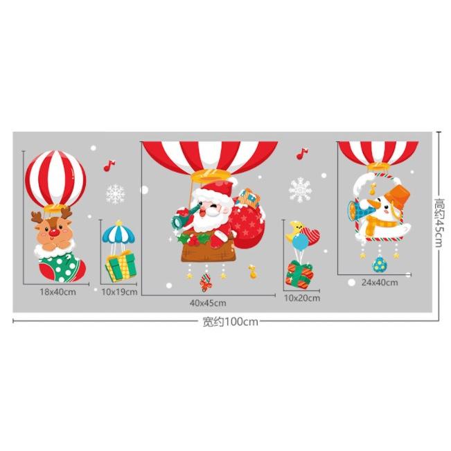 Decal trang trí Noel Hít Tĩnh Điện 2 mặt - Khinh khí cầu noel
