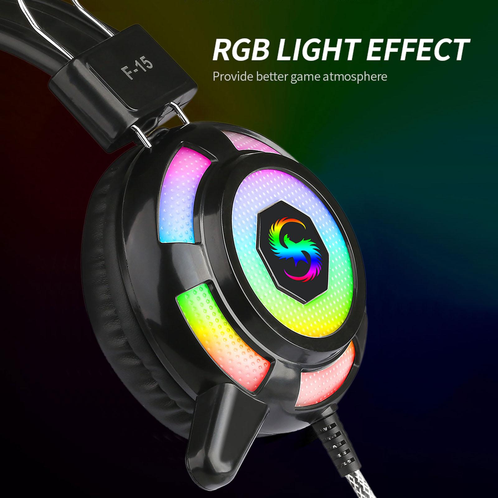 Tai nghe có dây KUBITE Tai nghe chơi game với ánh sáng RGB Điều khiển dây giao diện siêu rực rỡ với micrô