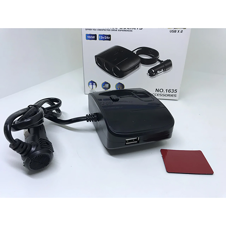 Bộ Chia Tẩu Sạc Dành Cho Xe Ô Tô 3 Cổng Tẩu & USB Model 1635 IN-CAR OLESSON