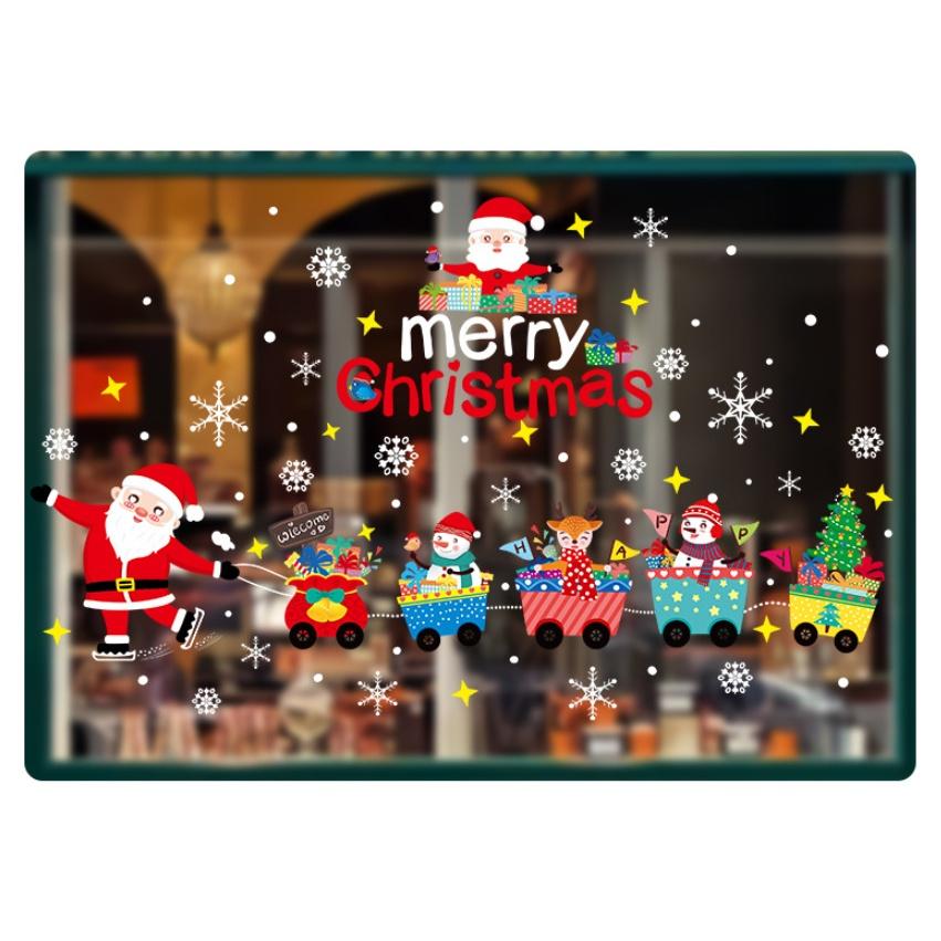 Decal trang trí Noel Hít Tĩnh Điện 2 mặt - ĐOÀN TÀU MERRY CHRISTMAS