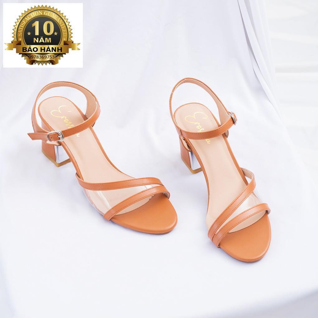 Giày Sandal Nữ Thời Trang Phối Mica EM020 (Màu Nâu)