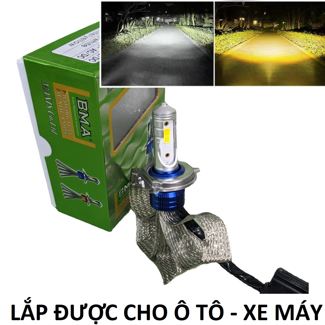 Khám Phá Đèn Pha Ô Tô Xe Máy BMA F5: Cos Vàng &amp; Pha Trắng Siêu Sáng - Lăp Như Zin Không Cần Độ Chế