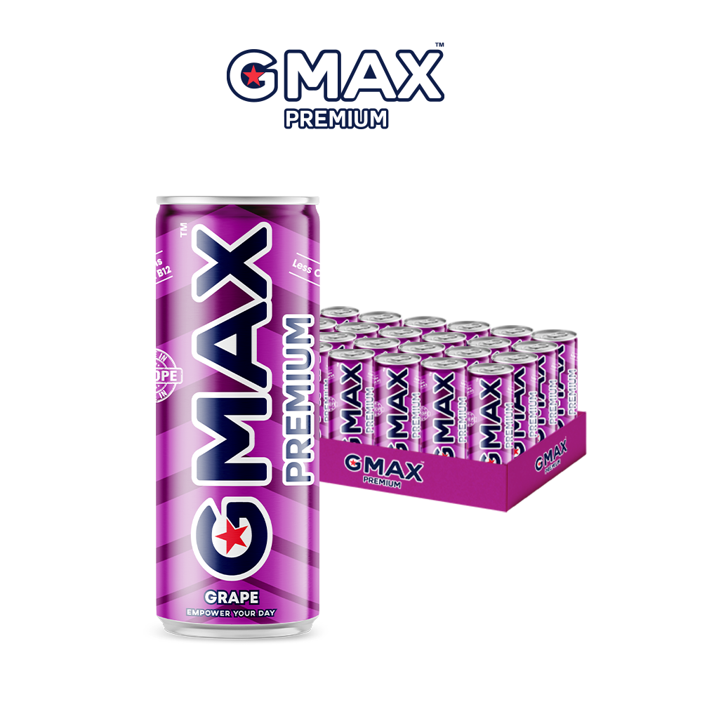 Thùng 24 Lon Nước Tăng Lực Gmax Premium vị Nho (250ml x 24)