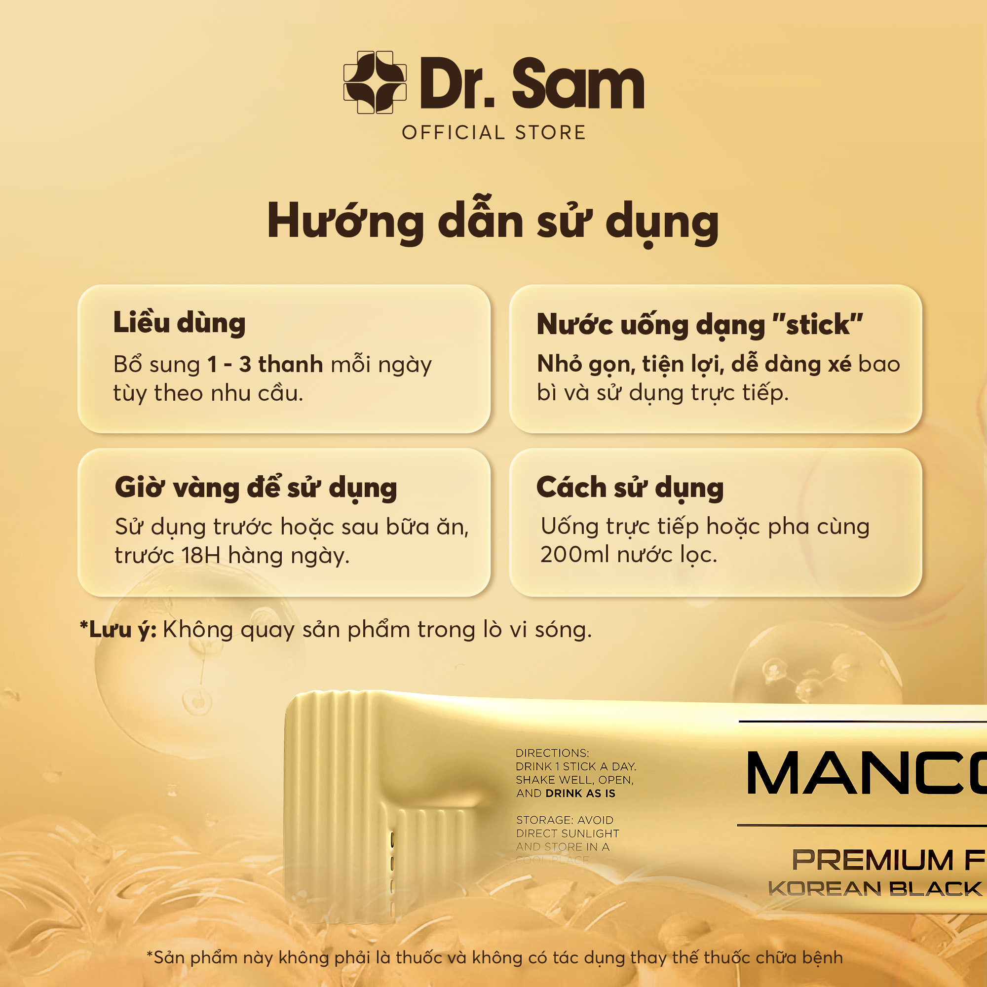 Hình ảnh Nước uống hắc sâm Dr. Sam MANCORE sắc vóc vững vàng với hắc sâm Hàn Quốc 6 năm tuổi, củ maca đen Peru - 10 gói x 10ml