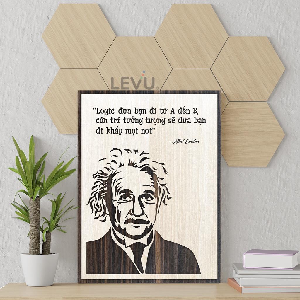 Tranh slogan câu nói nổi tiếng của Albert Einstein bằng gỗ khắc laser LEVU NT09