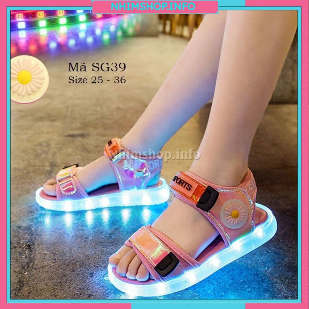 Dép sandal phát sáng sạc USB thông minh cho bé gái 3 - 12 tuổi SG39