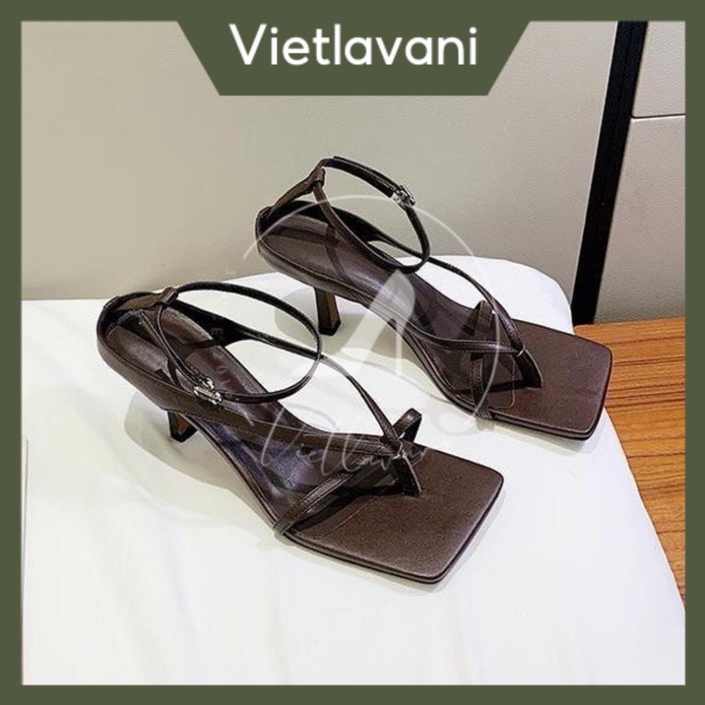 Hot 2023 Giày sandal nữ vietlavani mã S17 mũi vuông gót nhọn cao 7cm hàng đẹp có 2 màu trắng và đen