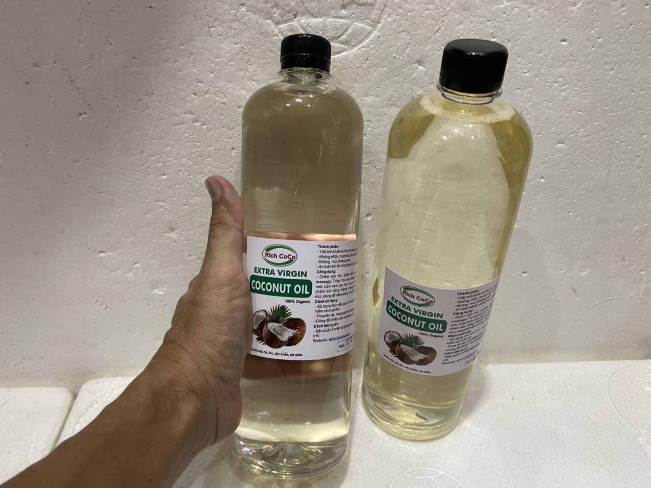 DẦU DỪA HỮU CƠ ÉP LẠNH - RICH COCO  EXTRA VIRGIN COCONUT OIL  CHAI 1 LÍT