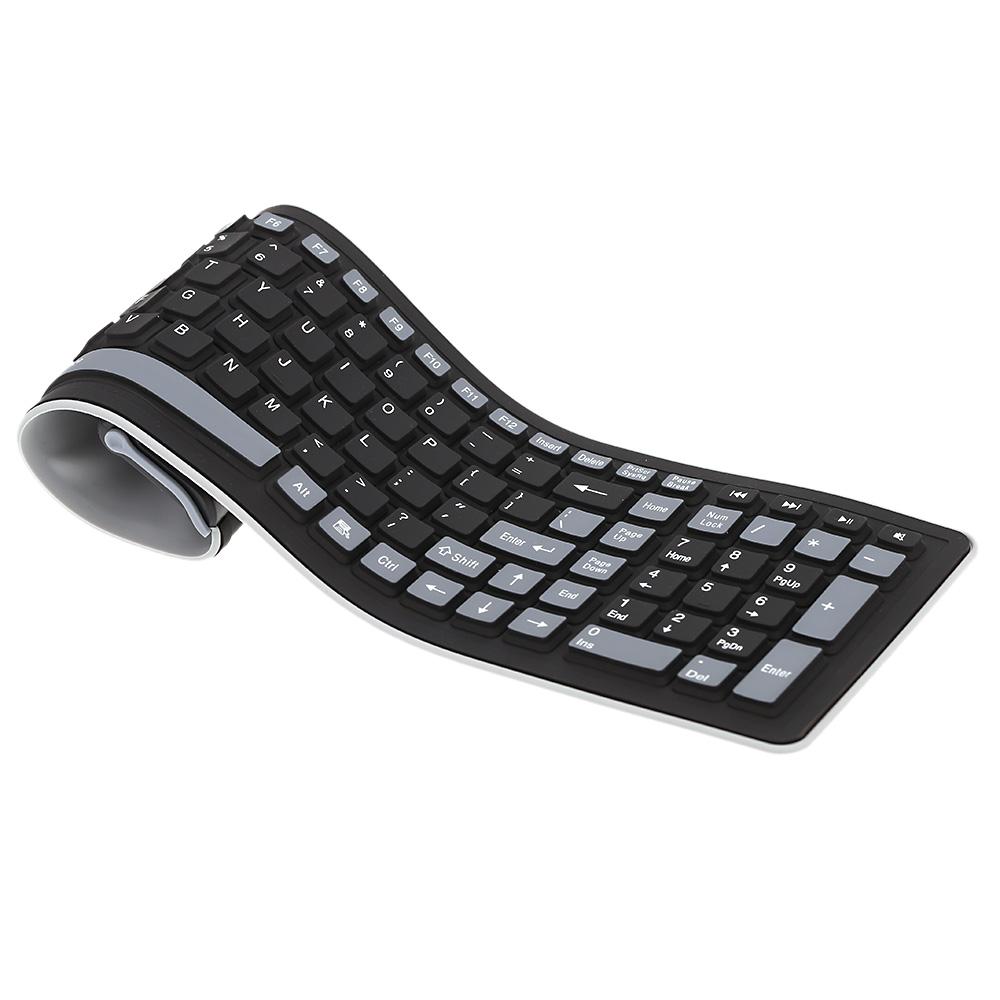 2.4G Wireless Keyboard 107 Keys Portable Folding Soft Silicone Dustproof Keyboard