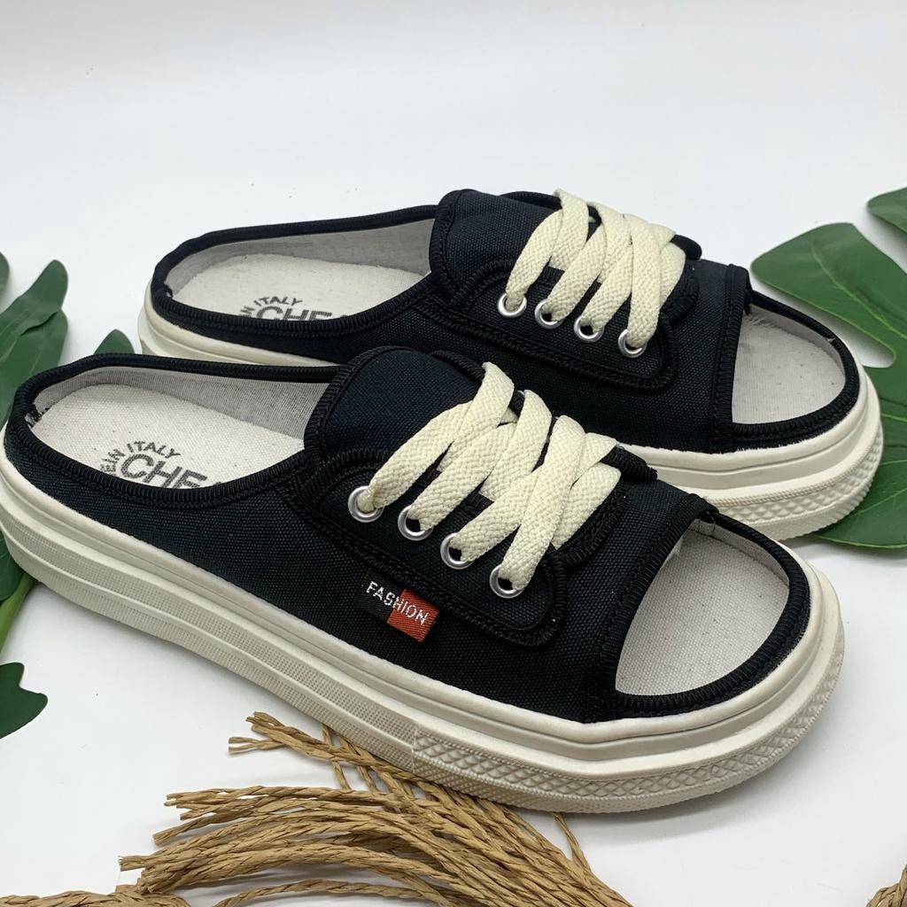 Dép sục nữ hở mũi vải ROZMODA DS01 giày thể thao đạp gót mũi thủng 5 màu cao cấp, đế siêu êm
