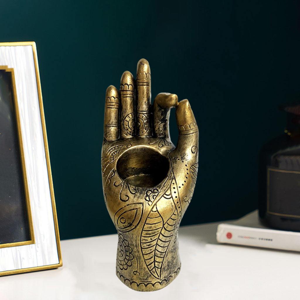 Buddha Yoga Mudra Hand Shape Candle Holder Meditation Room Home Zen Ornament