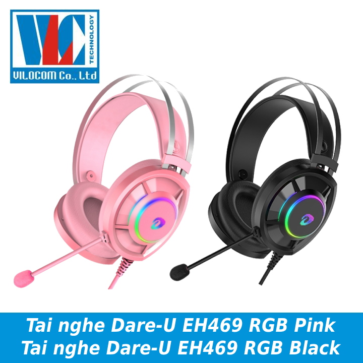 Tai nghe Dare-U EH469 RGB Pink_Black - Hàng chính hãng