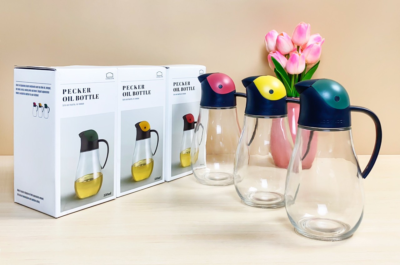 Bình Rót Dầu Nắp Mở Tự Động Tiện Lợi Bằng Thủy Tinh Cao Cấp Dung Tích 550ml CKO201