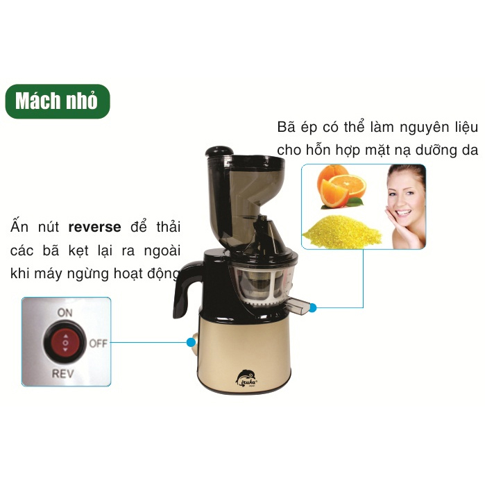 Máy Ép Trái Cây Tốc Độ Chậm Nguyên Trái Iruka I-52 - Hàng chính hãng