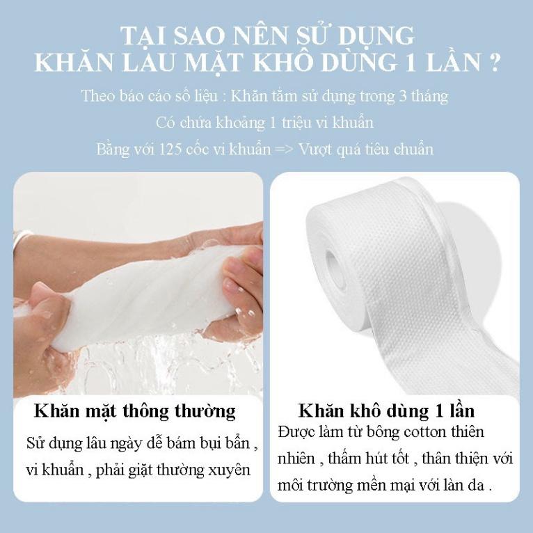 Khăn Mặt Khô Dùng 1 LầnFREESHIPCuộn Tẩy Trang, Lau Khô, Lau Ướt Giấy Cotton Lau Mặt Dùng Một Lần Mocco Mẫu Mới