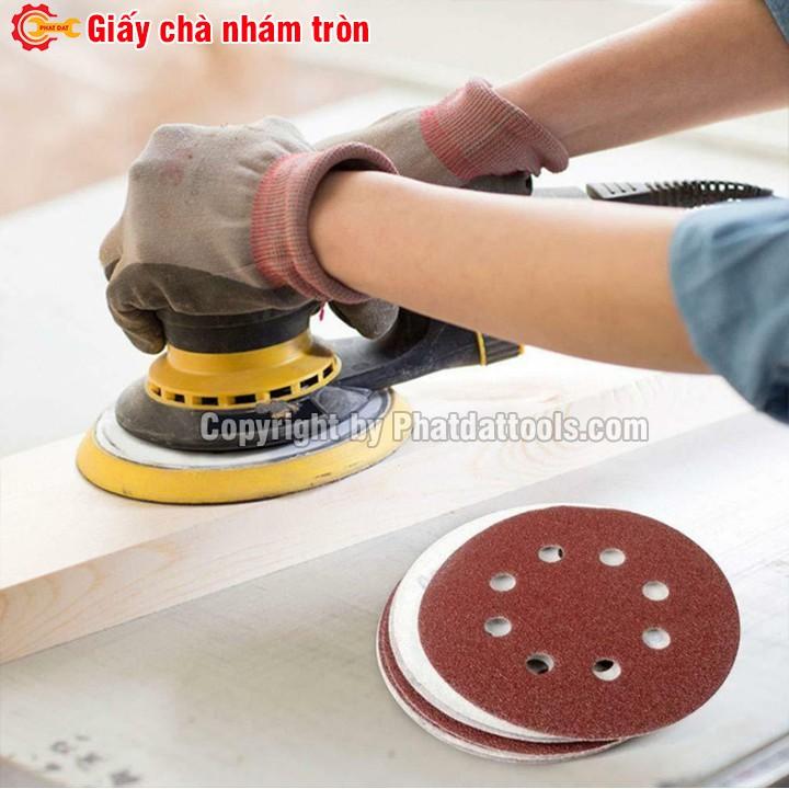 Hộp 100 tờ giấy chà nhám tròn các size 125mm-180mm-230mm-Độ nhám P40-P240