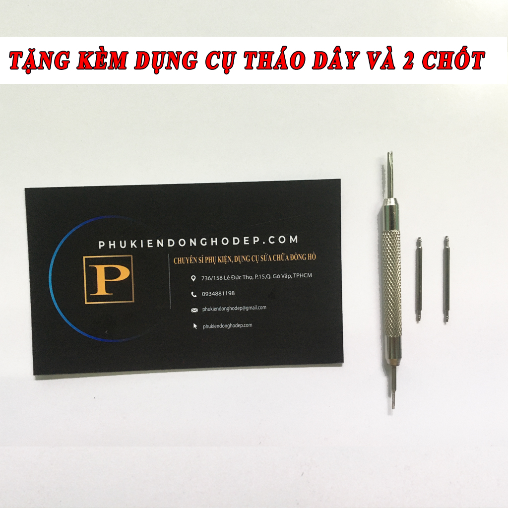 Dây đồng hồ Da bò thật Tặng dụng cụ mở chốt cao cấp size 18mm 19mm 20mm khoá chống gỉ LX002