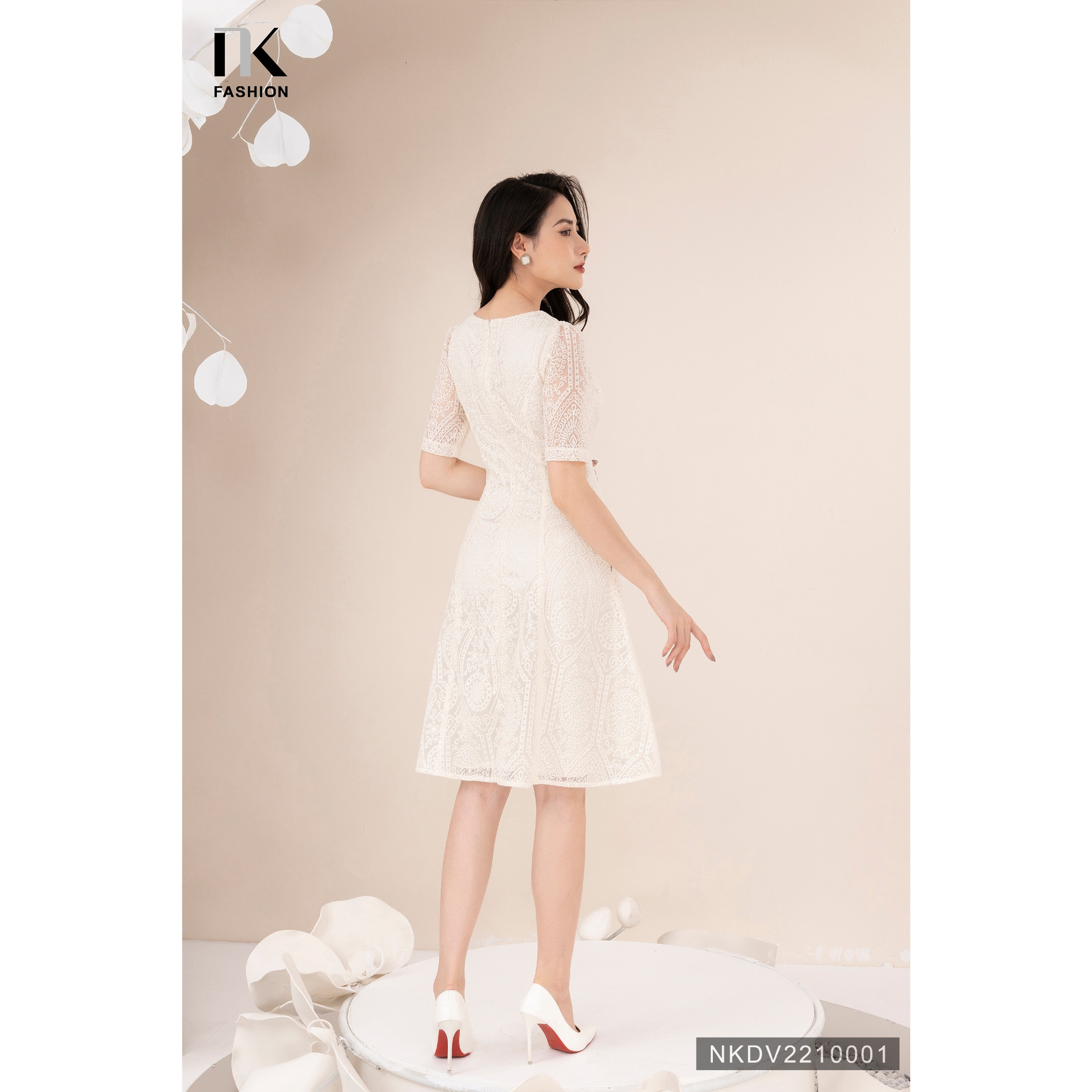 Đầm Ren 7 Mảnh Thiết Kế Công Sở NK Fashion Chất Vải Ren Mềm Mượt NKDV2210001