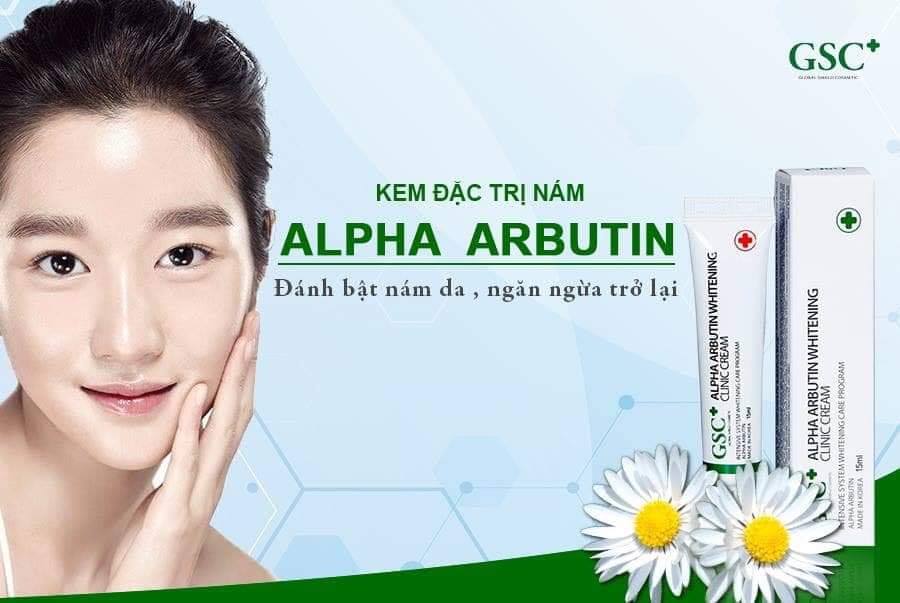 Kem hỗ trợ giảm thâm nám làm trắng da GSC ALPHA ARBUTIN WHITENING CLINIC CREAM