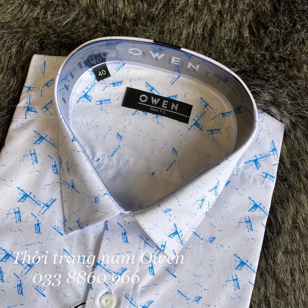 OWEN - Áo sơ mi dài tay Owen Slimfit chất sợi tre màu trắng in hình 23371