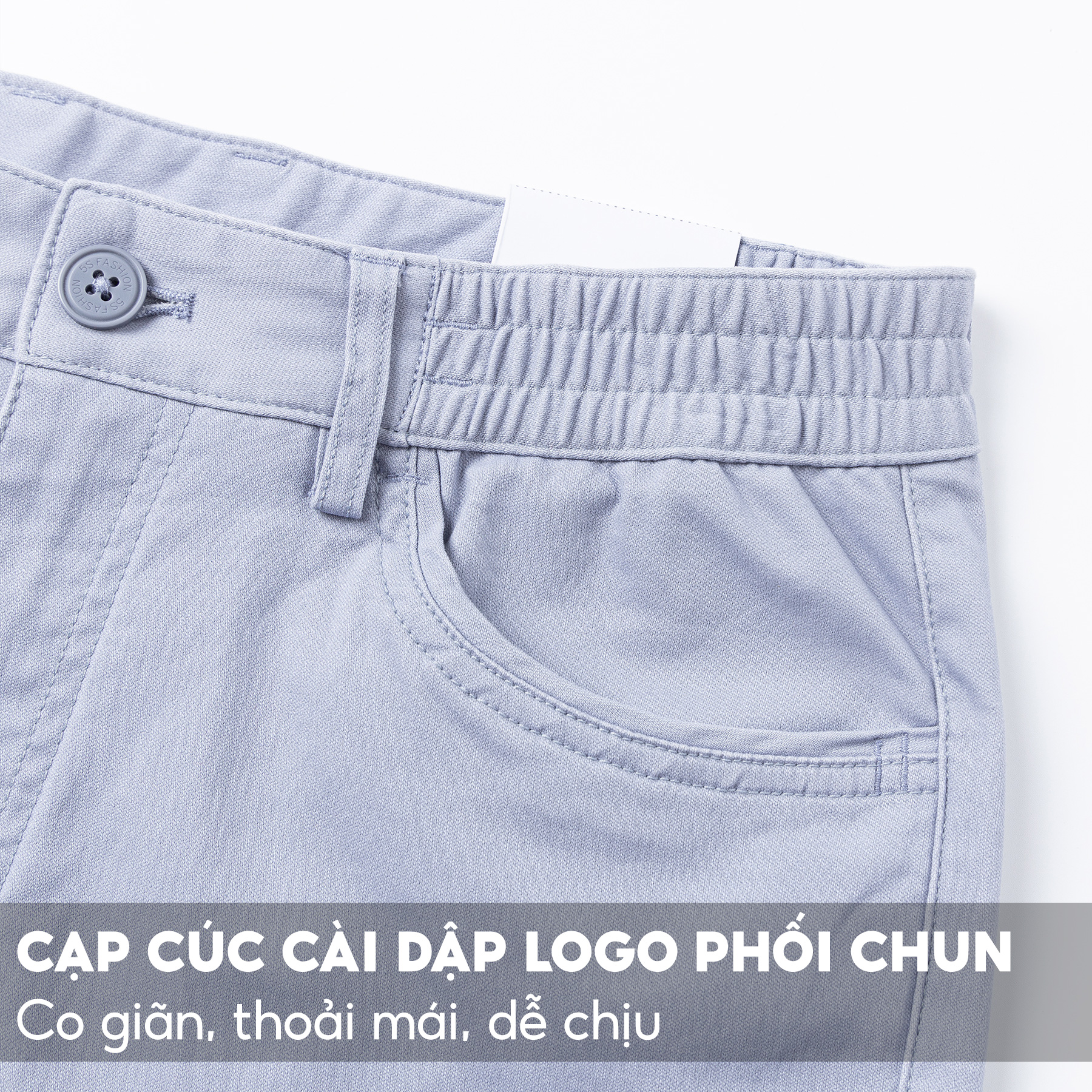 Quần Short Kaki Nam 5S, Chất Liệu Cotton Cao Cấp, Mềm Mịn, Cạp Cúc Cài Phối Chun Co Giãn Thoải Mái (QSK23011)