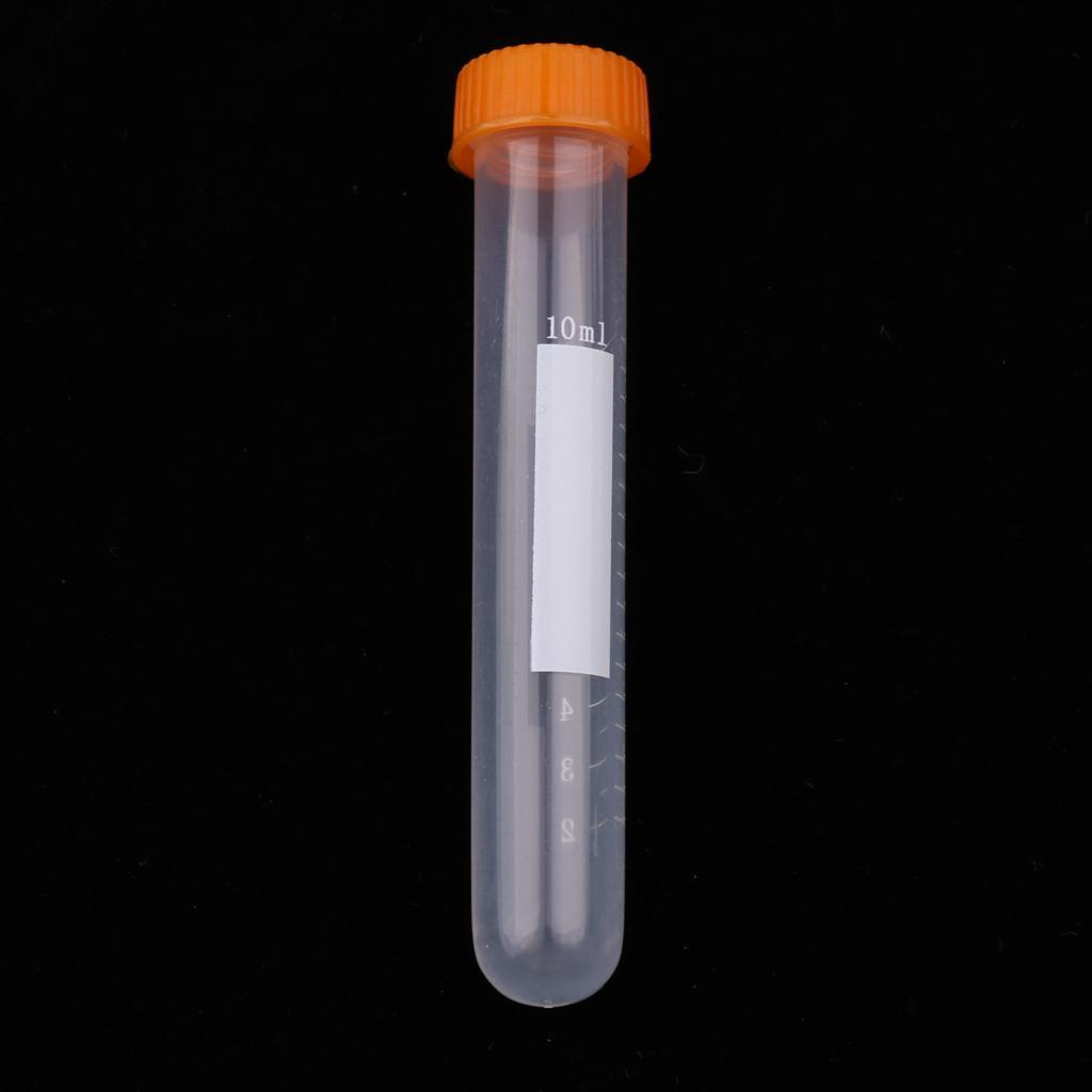 20Pcs Plastic Graduated Cylinder Centrifuge Tube Laboratory Test w/ Lid 10ml