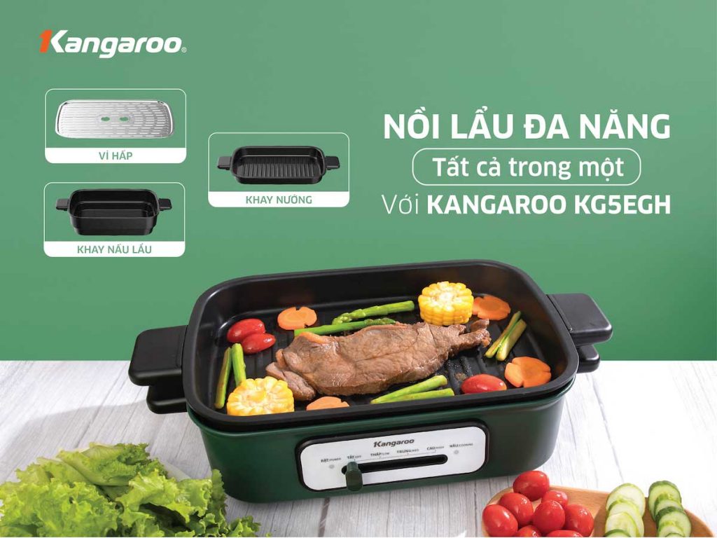 Nồi lẩu nướng đa năng 5 lít Kangaroo KG5EGH hàng chính hãng bảo hành 12 tháng