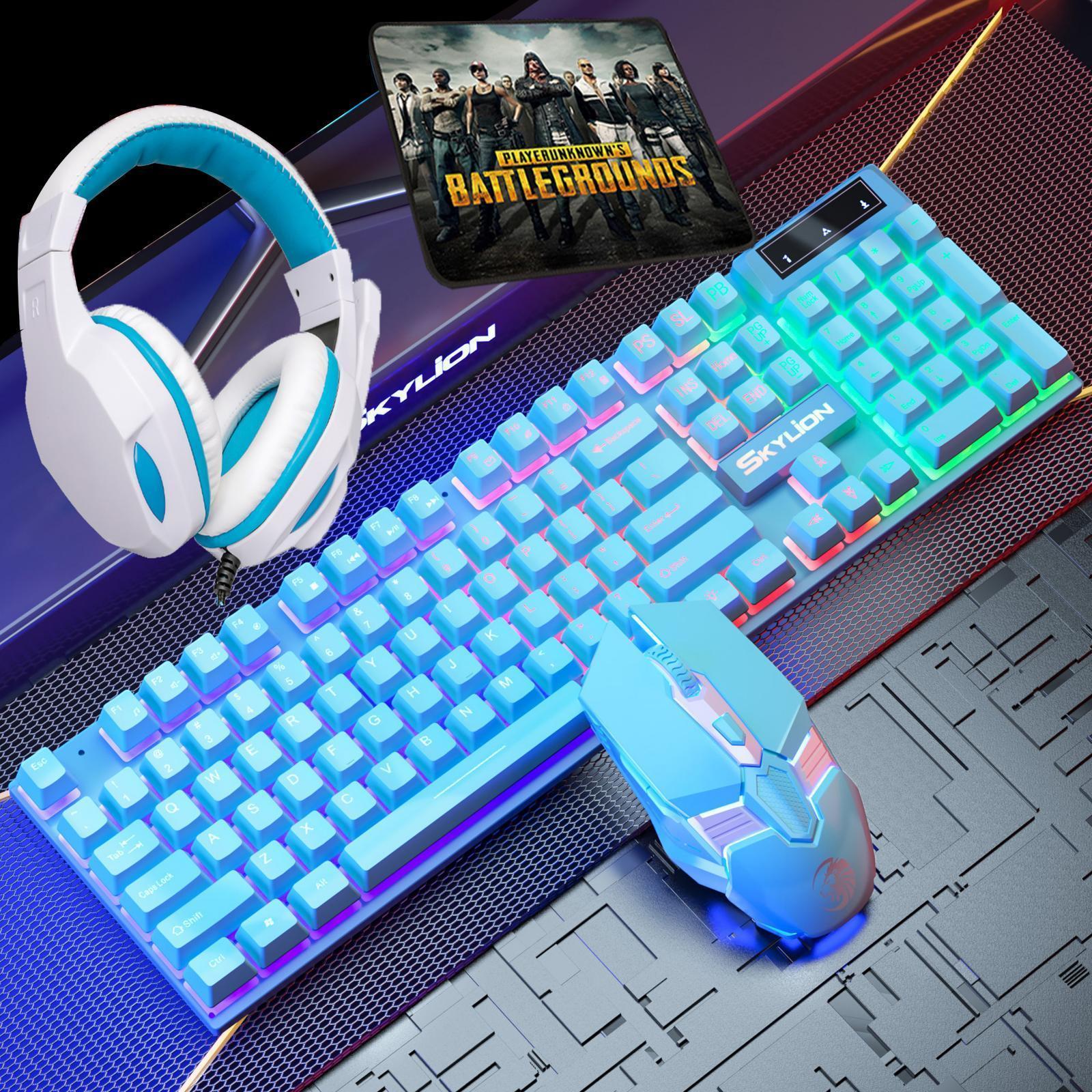 Gaming Keyboard Mouse Headset & Mouse Pad Kit ,Programmable Mouse, USB Keyboards ,Gaming Keyboard Combo, for Computer Desktop Gamer