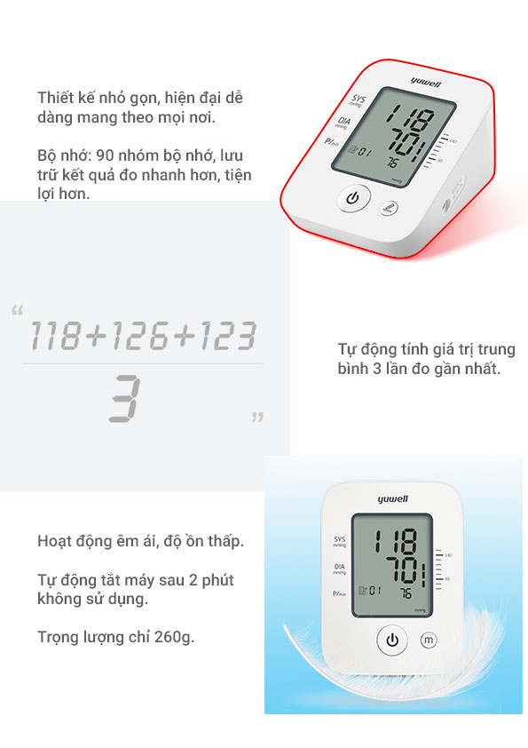 Máy Đo Huyết Áp Điện Tử Bắp Tay Yuwell YE660D - Nhập Khẩu Chính Hãng