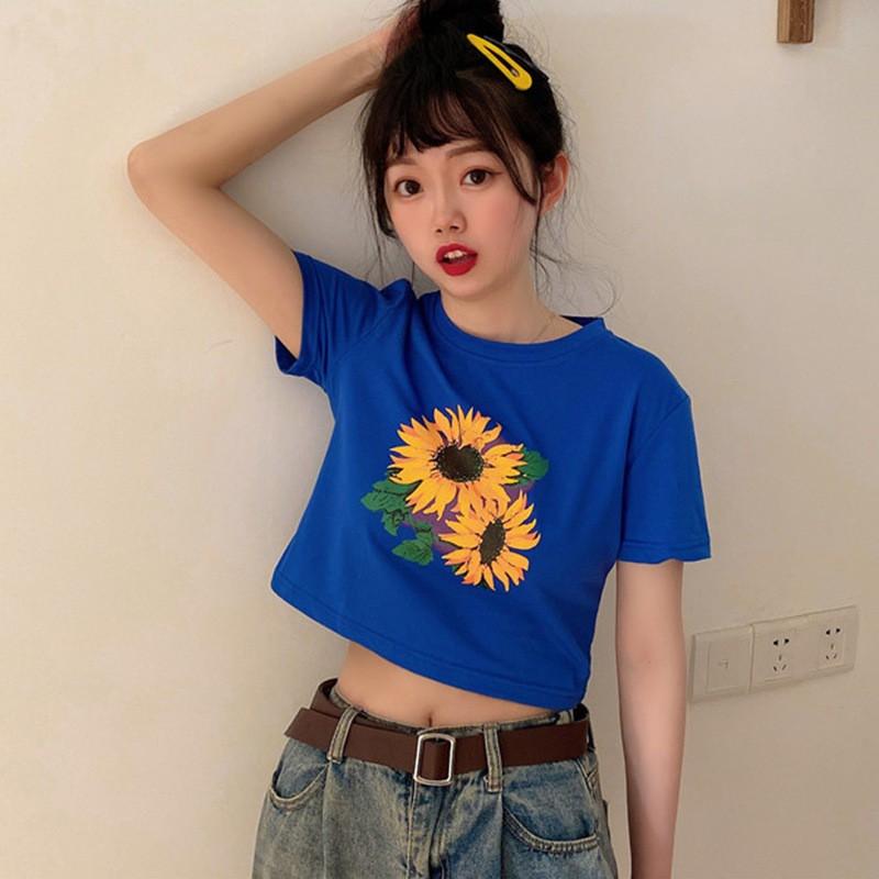 Áo Thun Nữ Tay Ngắn Dáng Rộng In Họa Tiết Trẻ Trung
