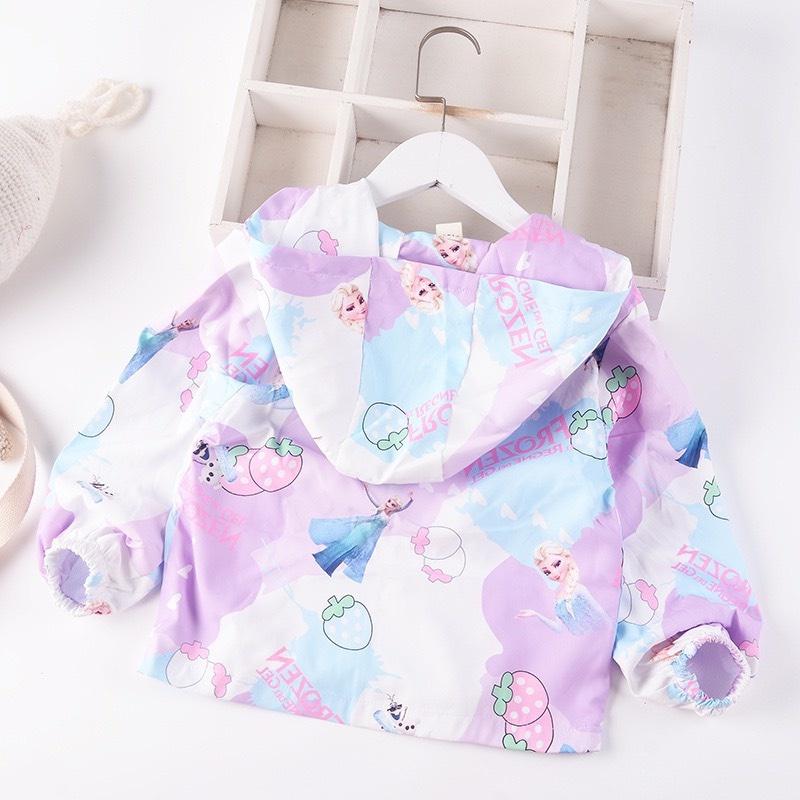 Áo gió trẻ em, áo khoác mùa đông cho bé gái Elsa Ngựa Pony Kỳ lân Thỏ tím Mèo dễ thương Xu Xu Kids size từ 13kg đến 28kg