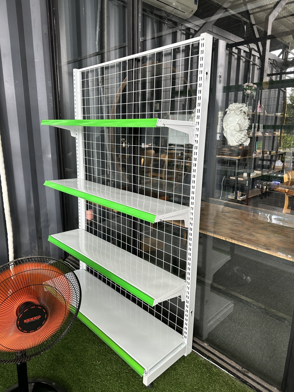 Kệ siêu thị đơn áp tường, Cao 1m5 x dài 1m2 x rộng 35cm x 4 tầng