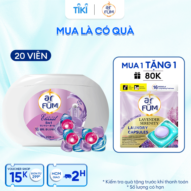 Viên giặt xả arFUM 5 trong 1 MỚI lưu hương lâu 16 tuần, khử khuẩn 99% -