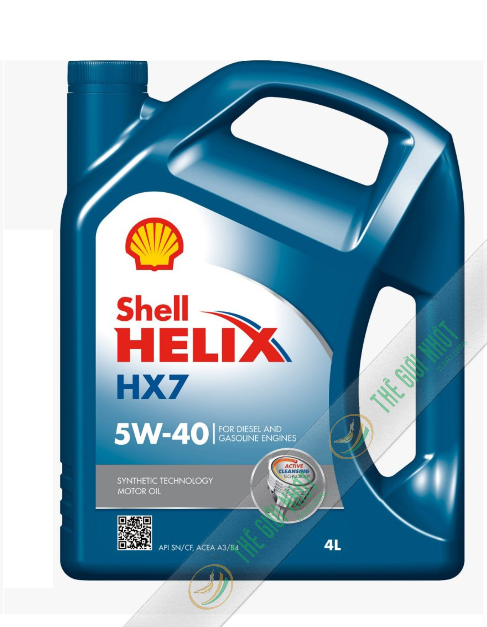 Nhớt ô tô, nhớt xe hơi máy xăng cao cấp SHELL HELIX HX7 5W-40 4L, chuyên dùng cho xe ô tô máy xăng, nhẹ máy, ít hao xăng