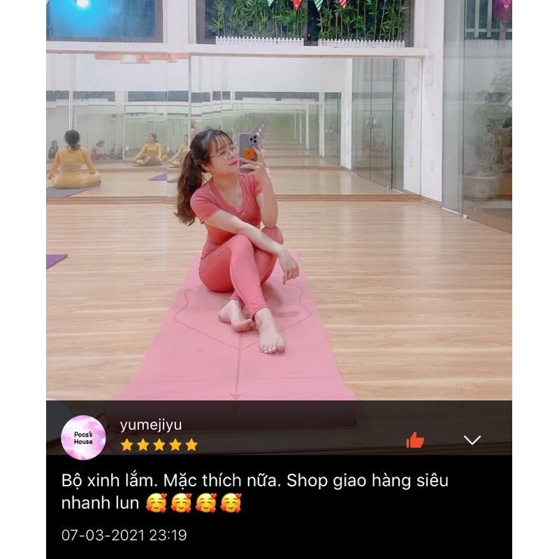 Đồ tập gym nữ bộ tập gym yoga erobic nữ áo cộc tay quần dài chất liệu co giãn 4 chiều thấm hút tốt(cộc tay)