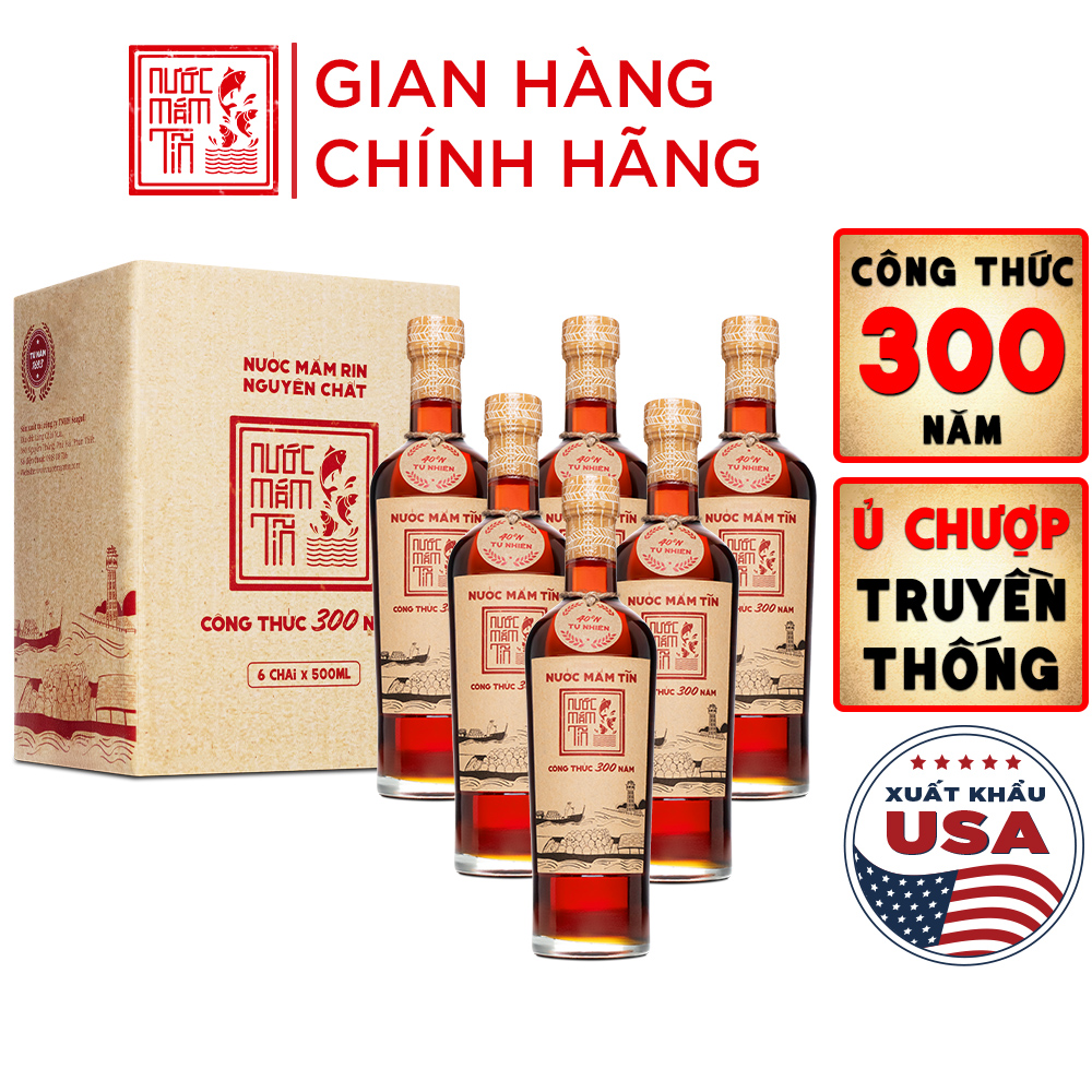 Đặc Sản Bình Thuận - Thùng 6 Chai Nước Mắm Tĩn Nhãn Đỏ Độ Đạm 40N Tự Nhiên Chai 500Ml Nước Mắm Rin Nguyên Chất Truyền Thống Sạch Từ Cá Cơm Than Muối Tinh Khiết Sánh Đặc Thịt Cá Không Chất Bảo Quản - Ocop 4 Sao